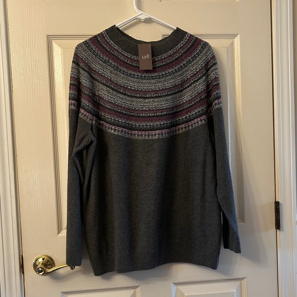 NWT Gray Fair Isle Sweater, J.Jill, size L - Picture 1 of 5